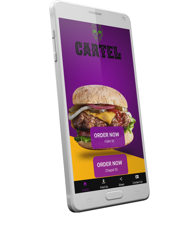 Cartel Mexican Street Food app mockup